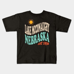 Lake McConaughy Nebraska Retro Typography Kids T-Shirt